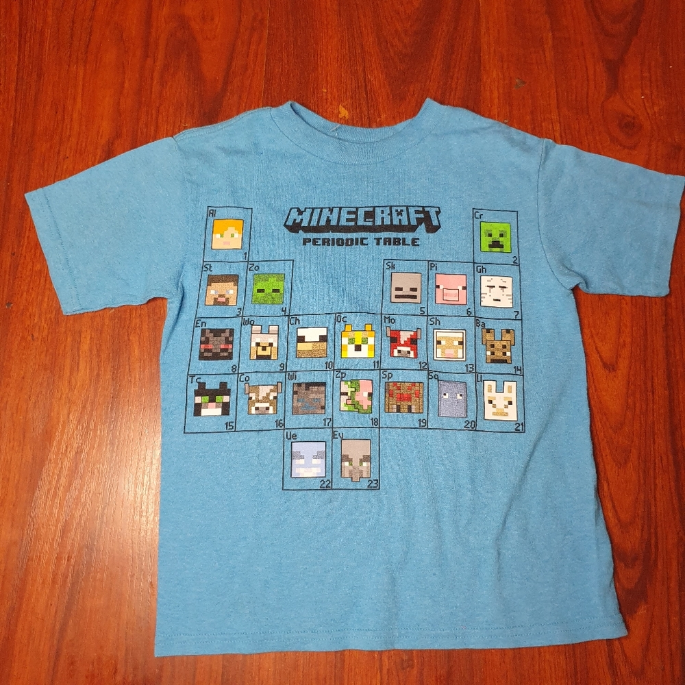 Minecraft shirt short sleeve periodic table Kids XS